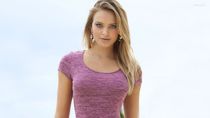 Shy beauty showing her